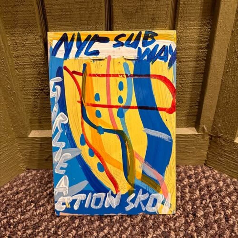 Steve Keene Original NYC Subway Painting on Wood